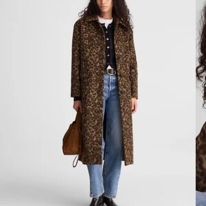 Madewell Brown Leopard Print Trench Coat
